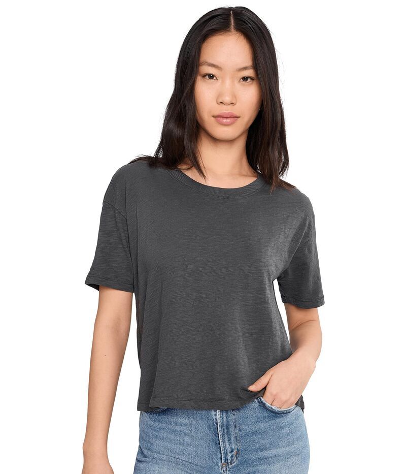 モッドドック レディース トップス シャツ クルーネック Mododoc Shrunken Boxy Crew Neck Short Sleeve Tee Washed Ebony