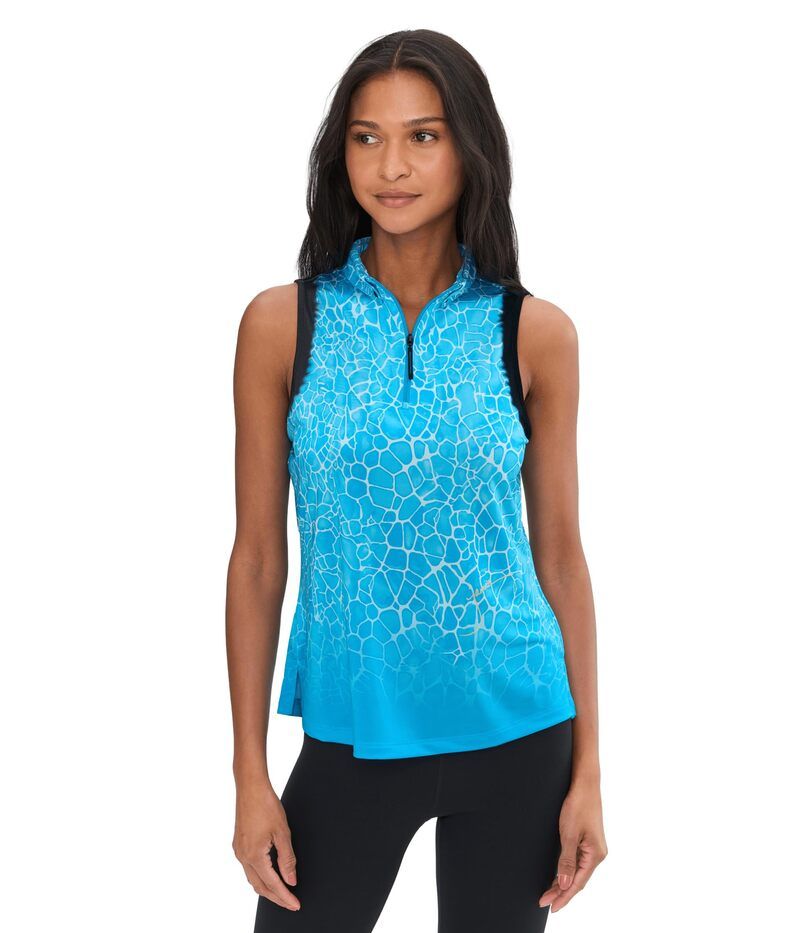 ジャイミーサドック レディース トップス シャツ プリント ノースリーブ Jamie Sadock Gator Print Sleeveless Polo Bonamassa Blue ブルー