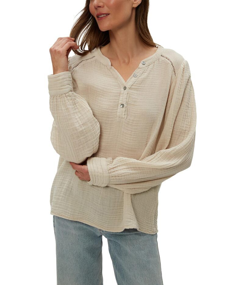 マイケルスターズ レディース トップス シャツ Michael Stars Kacey Peasant Top Cement