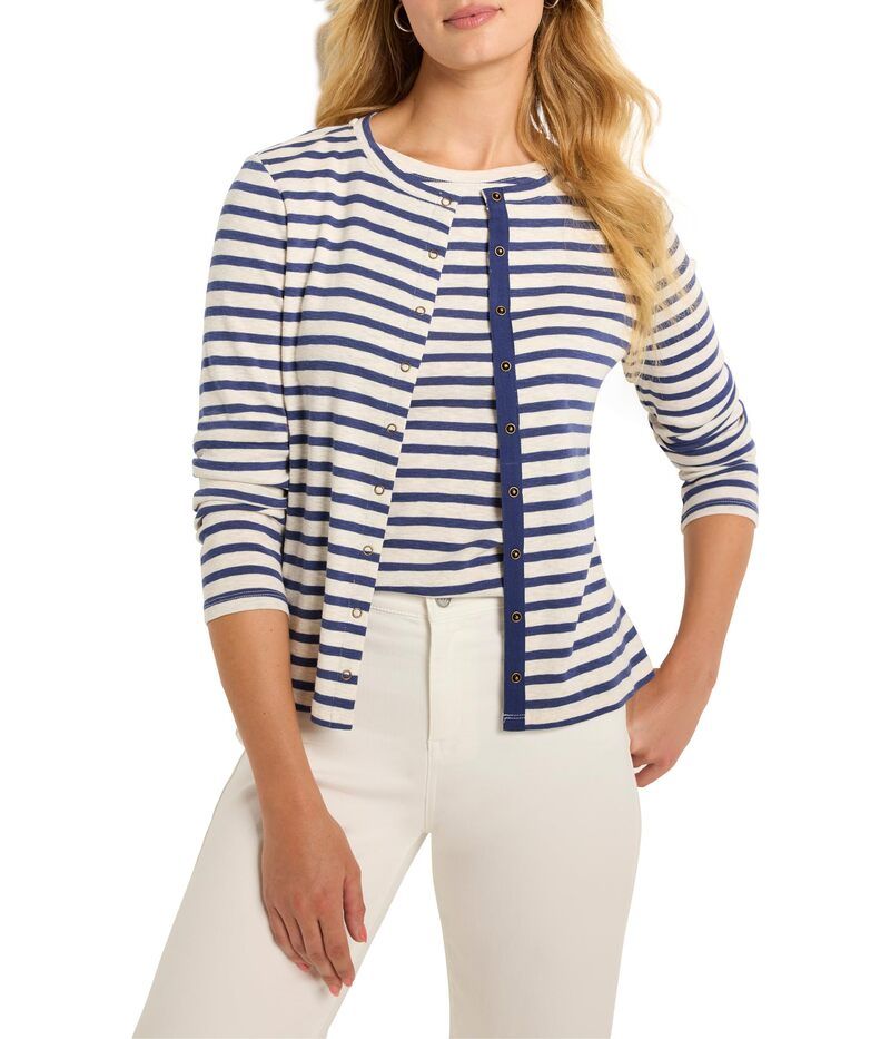 ニックプラスゾーイ レディース トップス シャツ カーディガン NICZOE Striped Snap Front Cardigan Blue Multi ブルー
