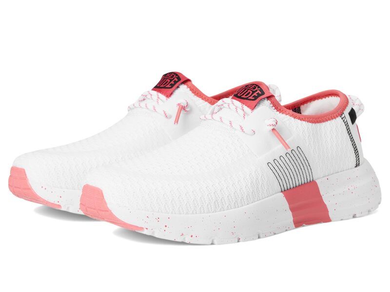 ヘイデュード レディース シューズ スニーカー Hey Dude Sirocco Sport Stripe WhitePink ホワイト