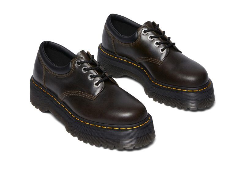 ドクターマーチン メンズ シューズ オックスフォード プラットフォーム レザー Dr Martens 8053 Quad Leather Platform Shoes Dark Khaki カーキ