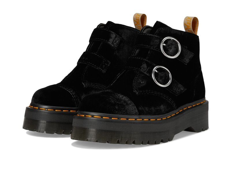 ドクターマーチン レディース シューズ ブーツ・レインブーツ プラットフォームブーツ プラットフォーム ベルベット Dr Martens Vegan Devon Velvet Platform Boots Black ブラック