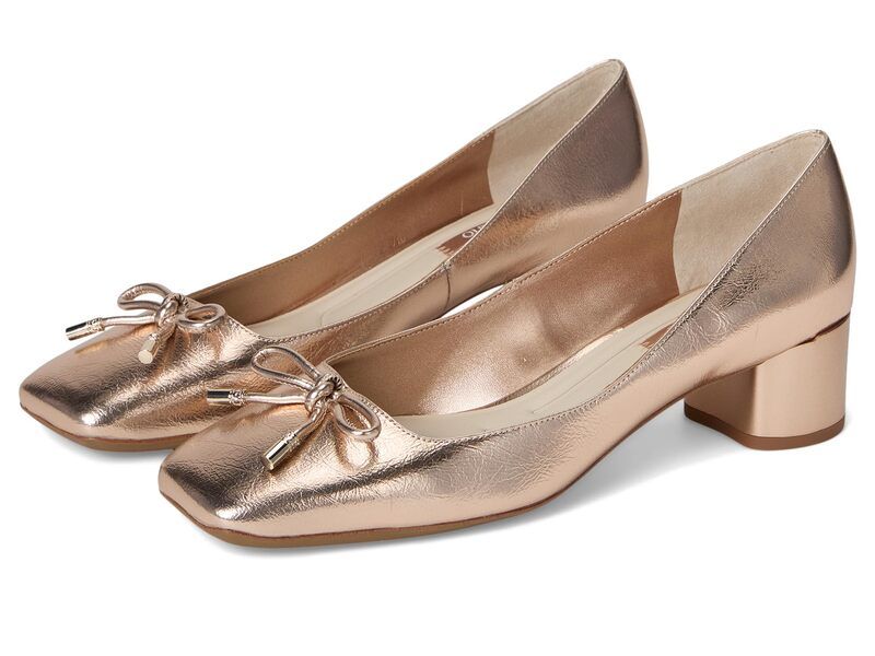 フランコサルト レディース シューズ ヒール Franco Sarto Natalia Square Toe Block Heel Pumps with Bow Rose Gold Pink ピンク