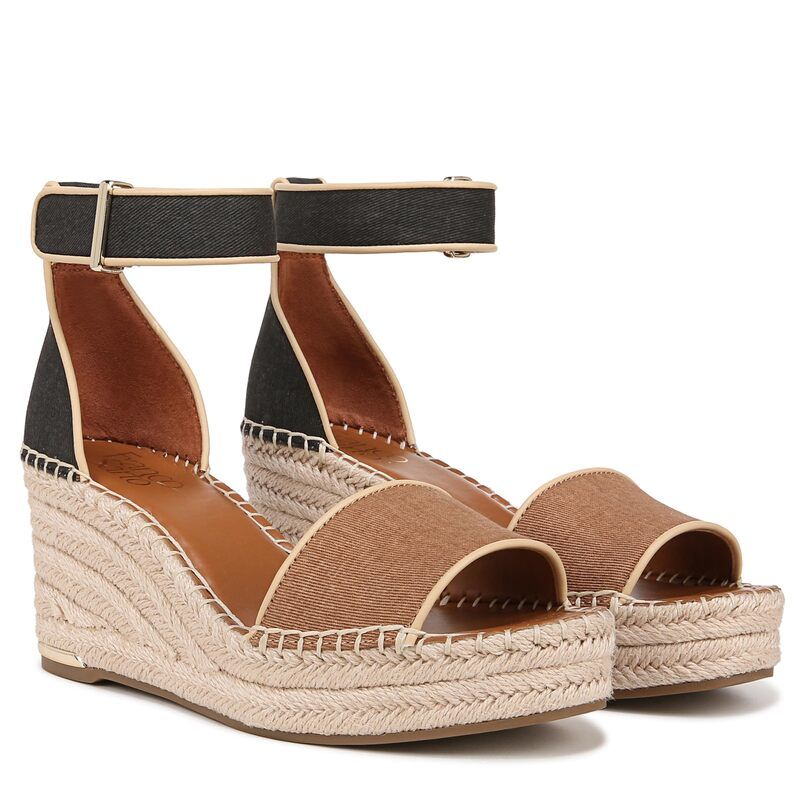 フランコサルト レディース シューズ ヒール サンダル Fran
2000
co Sarto Clemens Raffia Espadrille Wedge Heel Sandals TanBlack Fabric ブラック