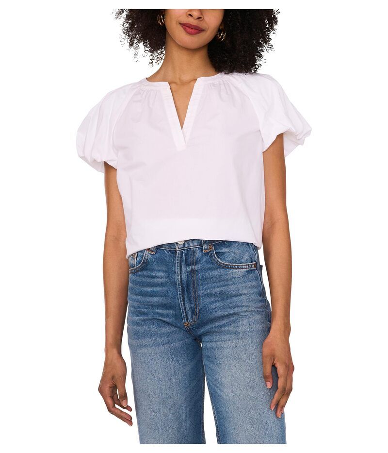 ヴィンスカムート レディース トップス シャツ ブラウス Vince Camuto Raglan Puff Sleeve Blouse Ultra White ホワイト