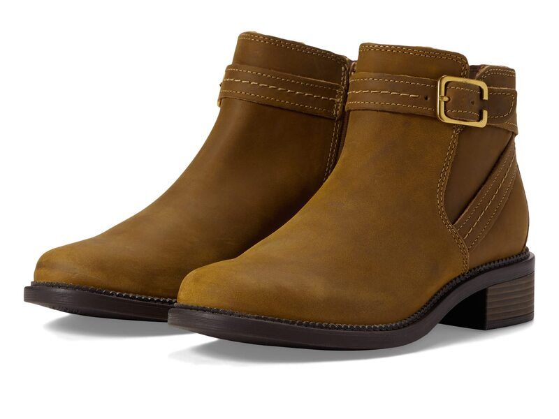 クラークス レディース シューズ ブーツ・レインブーツ Clarks Maye Strap Dark Tan Leather タン
