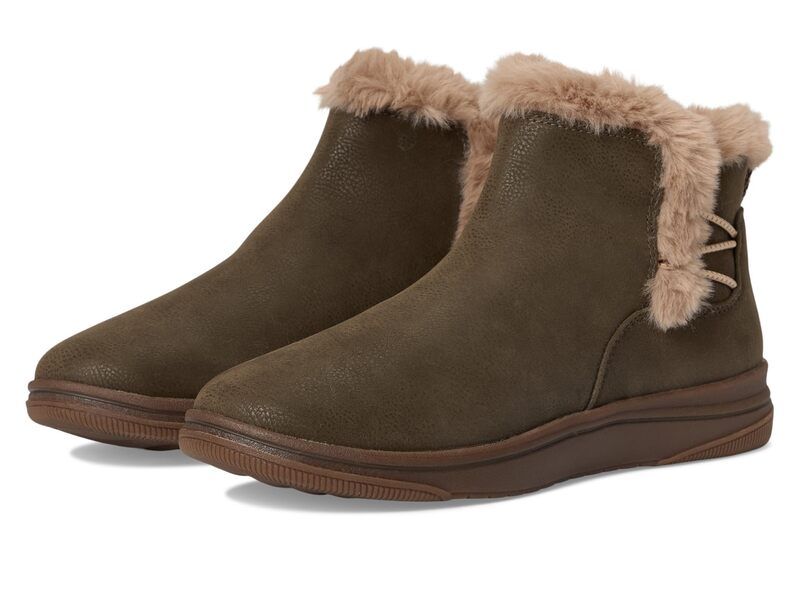 クラークス レディース シューズ ブーツ・レインブーツ Clarks Breeze Fur Dark Olive Combi Textile オリーブ