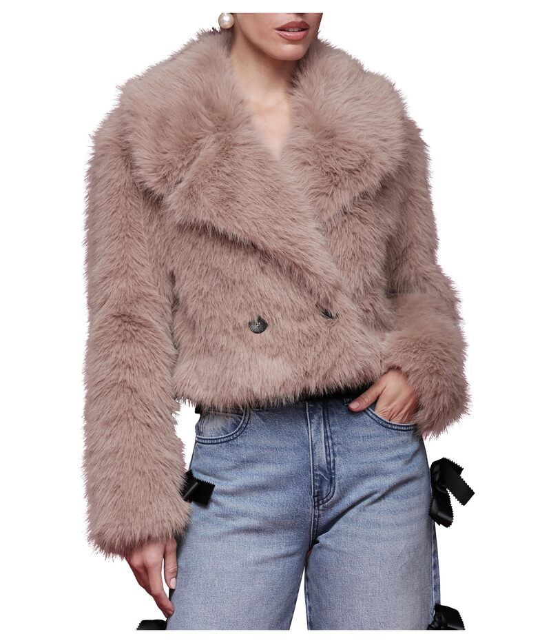 アヴェックレフィーユ レディース アウター コート クロップド ジャケット Avec Les Filles Cropped Faux Fur Jacketaupe トープ