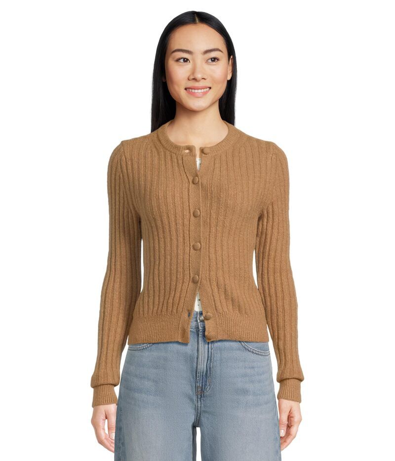 メイドウェル レディース アウター ニット・セーター リブ コットン カーディガン Madewellong Sleeve Cozy Cotton Ribbed Cardigan Heather Caramel ヘザー