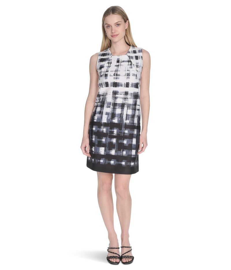 カルバンクライン レディース トップス ワンピース プリント スキューバ ノースリーブ Calvin Klein Scuba Sleeveless Printed Sheath Black Multi ブラック