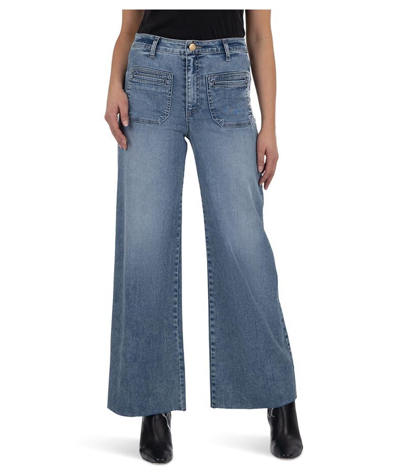 カットフロムザクロス レディース ボトムス デニムパンツ ワイドレッグ KUT from the Kloth Meg HighRise Wide Leg Patch Pocket Medium Wash