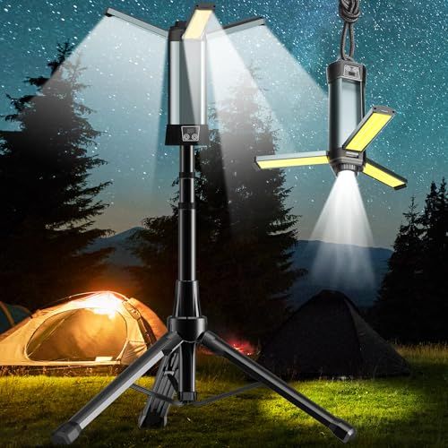 TENKOO&YOU 投光器 充電式 200W LED 10000mAh 大容量 三脚付き 3段階調色 作業灯 10000lm 高輝度 IP66防水 Type-C充電式 スタンド付き投光器 屋外 IP66防水 磁気設計 ワークライト 集魚灯 aca9150c