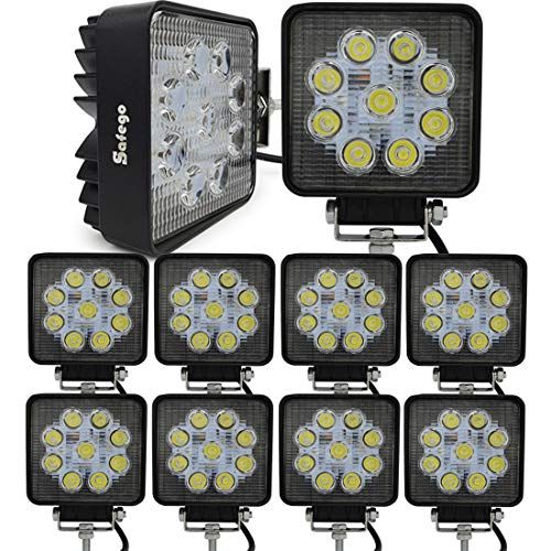 Safego ワークライト 27W LED作業灯 ワークライト 汎用 10V-30V対応 広角タイプ 長寿命 フラッドライト 4インチ 角型 9連LED 車外灯 農業機械 白 27WS-FL-10個ts b5f6f4ee