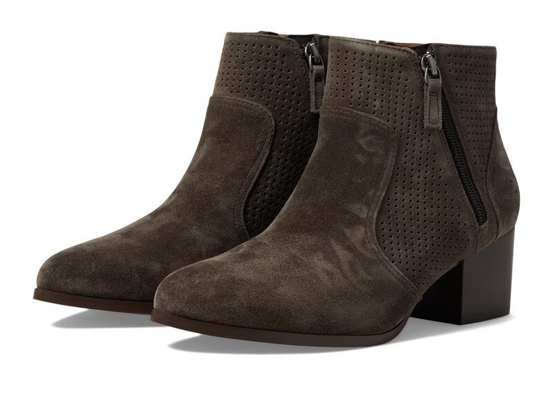 ジョンストンアンドマーフィー レディース シューズ ブーツ・レインブーツ Johnston Murphy Trista Perfed Double Zip Bootie Dark Gray Suede グレー