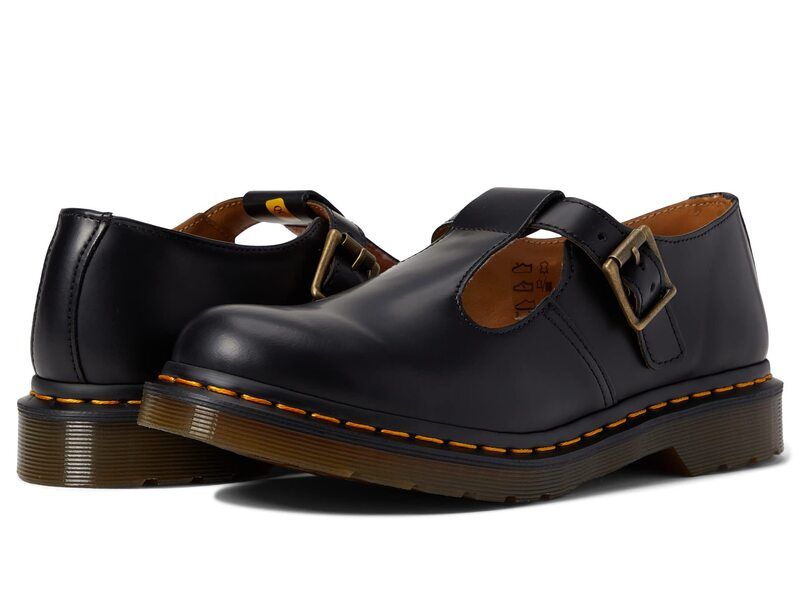 ドクターマーチン レディース シューズ スリッポン・ローファー Dr Martens Polley TBar Mary Jane Black Smooth ブラック