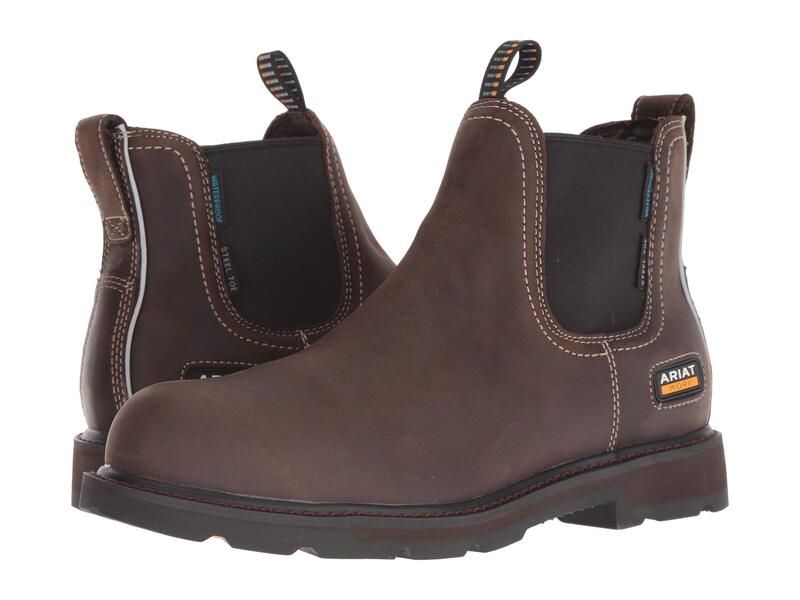 アリアト メンズ シューズ ブーツ・レインブーツ Tシャツ チェルシー Ariat Groundbreaker Chelsea H2O Steel Toe Dark Brown ブラウン