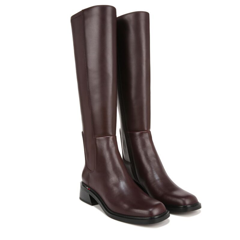 フランコサルト レディース シューズ ブーツ・レインブーツ Franco Sarto Giselle High Shaft Boots Castagno Brown Leather Wide Calf ブラウン