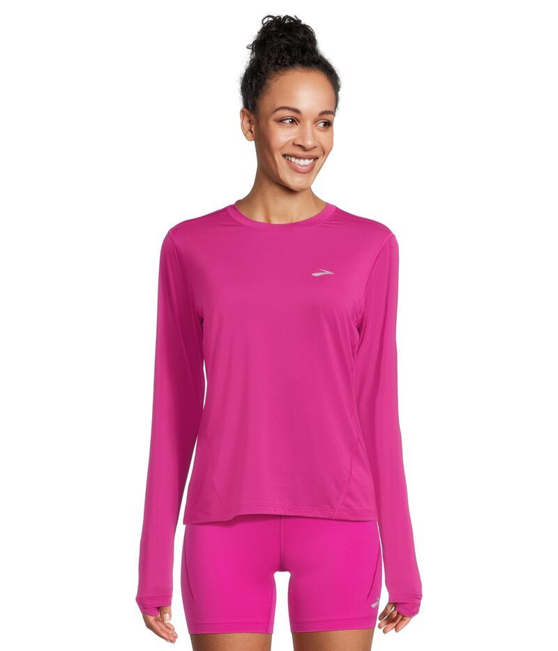 ブルックス レディース トップス シャツ プリント Brooksprint Free Long Sleeve 30 Magenta マゼンタ