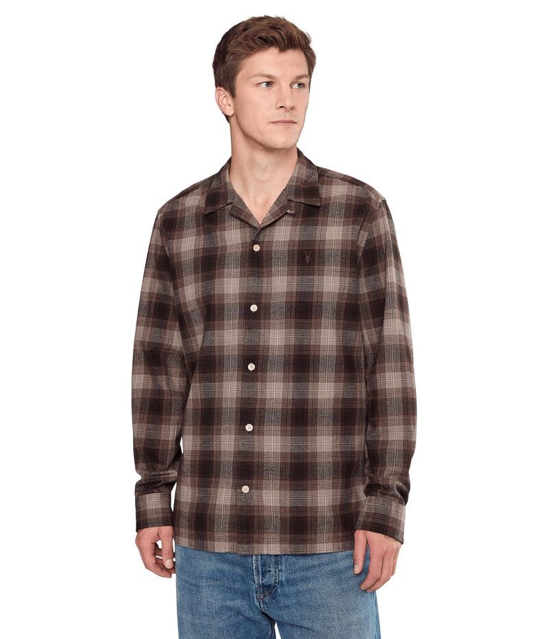 オールセインツ メンズ トップス シャツ AllSaints Iniko Long Sleeve Shirt Mole Brown ブラウン
