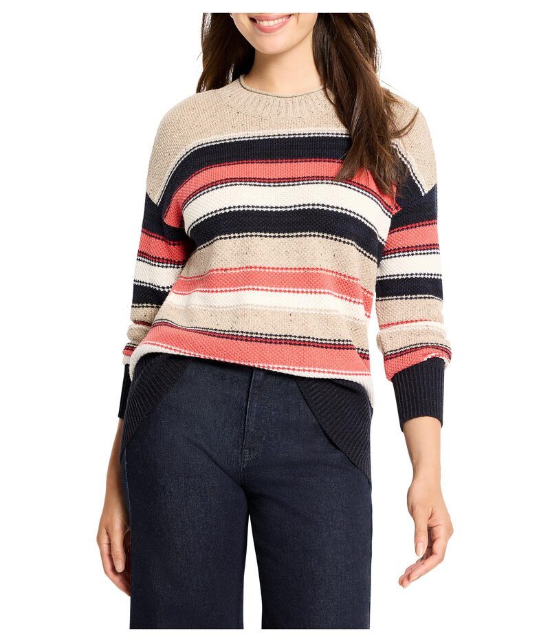 ニックプラスゾーイ レディース アウター ニット・セーター プチ セーター ニット NICZOE Petite Nep Knit Striped Sweater Red Multi レッド