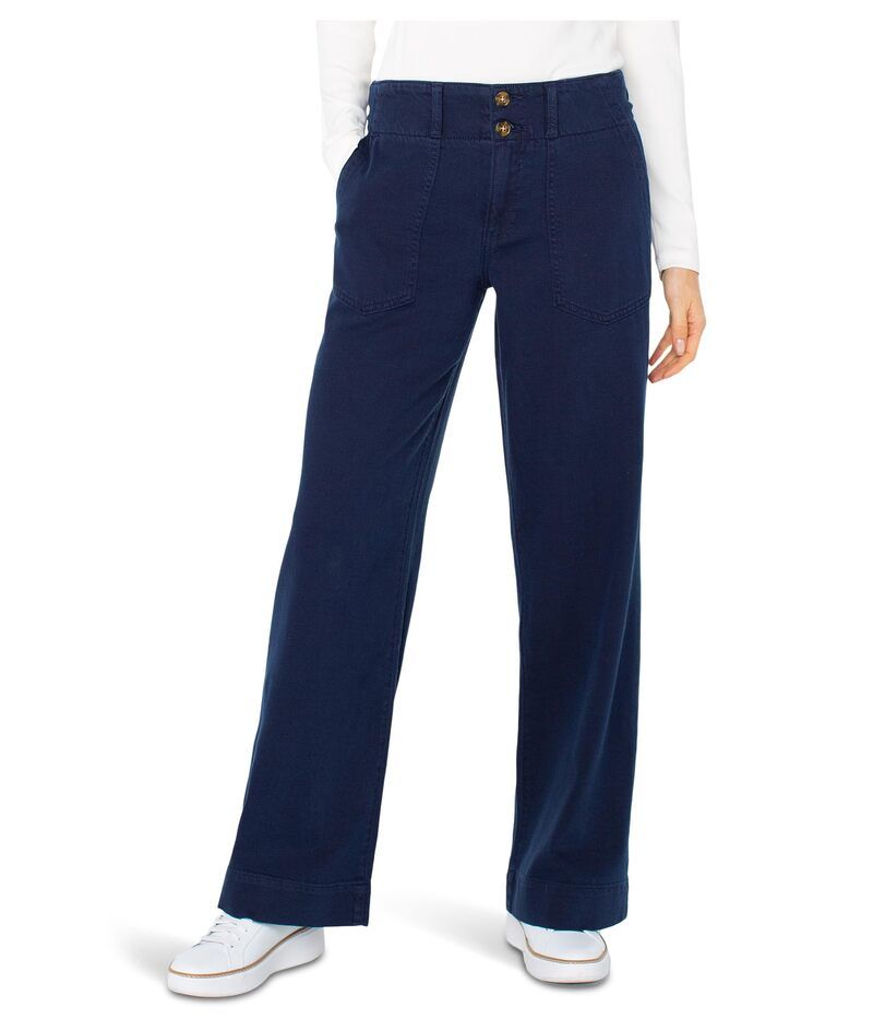 リヴァプール ロサンゼルス レディース ボトムス カジュアルパンツ ワイドレッグ プチ Liverpool Los Angeles Petite Utility Patch Pocket Wide Leg Navy Dusk ネイビー