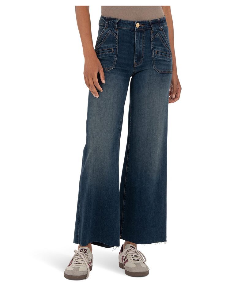 カットフロムザクロス レディース ボトムス デニムパンツ ワイドレッグ KUT from the Kloth Meg Highrise Porck Chop Front Pockets Wide Leg Raw Hem Advantaged