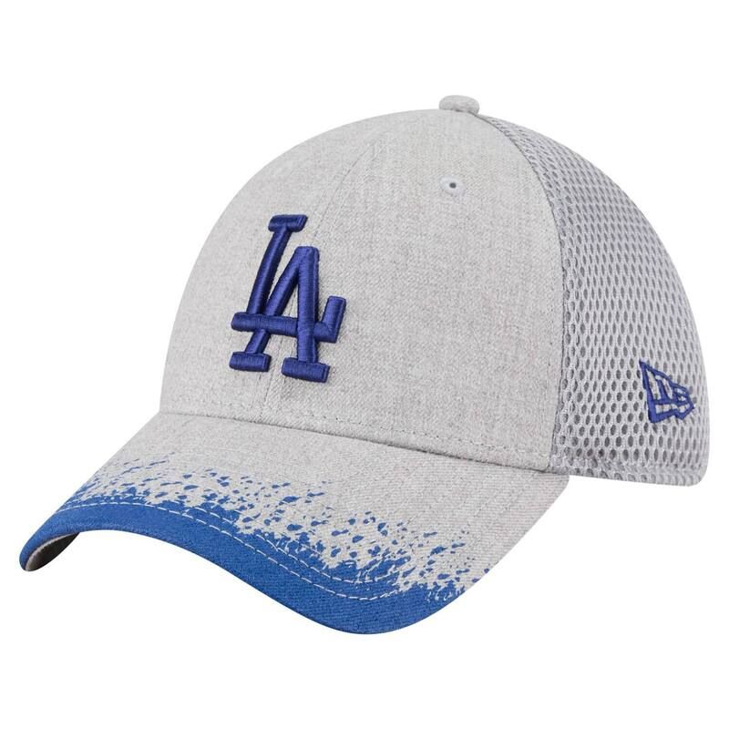 ニューエラ レディース アクセサリー 帽子 Mens New Era Gray Los Angeles Dodgers Visor Paint Splatter 39THIRTY Flex Hat Lad Grey グレー