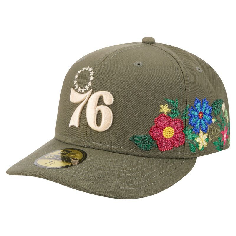 ニューエラ レディース アクセサリー 帽子 フラワー Mens New Era Olive Philadelphia 76ers Tonal Florals 59FIFTY Fitted Hat 76r Multi マルチカラー