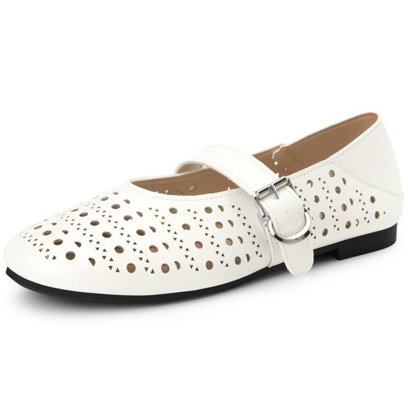 アレグラ ケー レディース シューズ パンプス ALLEGRA K Womens Buckle Round Toe Slip on Flats Pumps Beige ベージュ