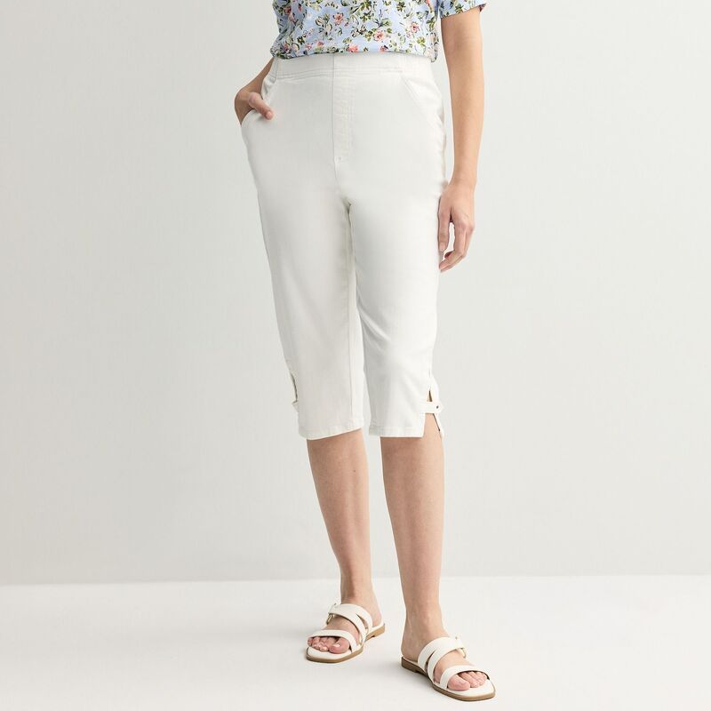 クロフト＆バロー レディース ボトムス カジュアルパンツ プチ デニム Petite Croft Barrow PullOn Denim Skimmer Pants Bright White ホワイト