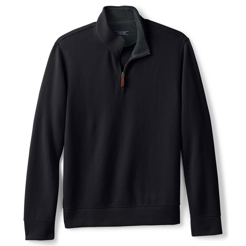 ランズエンド レディース アウター ニット・セーター リブ Mens Lands End Bedford RegularFit Ribbed QuarterZipullover Sweater Black ブラック