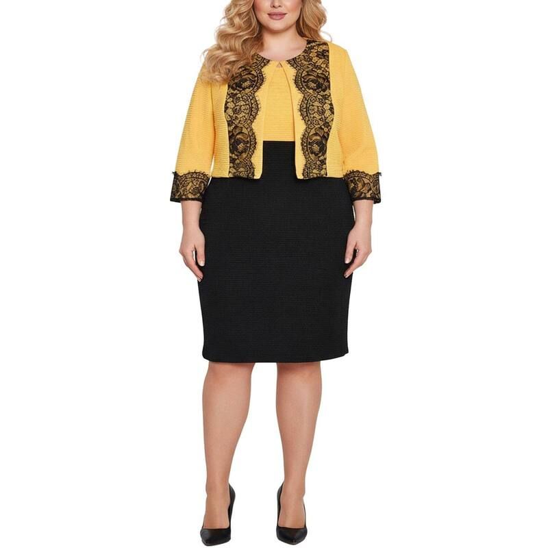 ニューヨークコレクション レディース アウター ジャケット・ブルゾン プラスサイズ クロップド NY Collection Plusize Long Sleeve Ponte Cropped Jacket Lemon Black ブラック