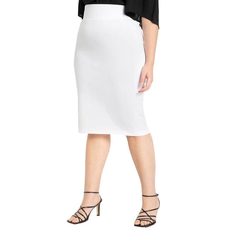 エロクイ レディース ボトムスカート プラスサイズ ELOQUII Womens Plusize Neoprene Pencil Skirtrue White ホワイト