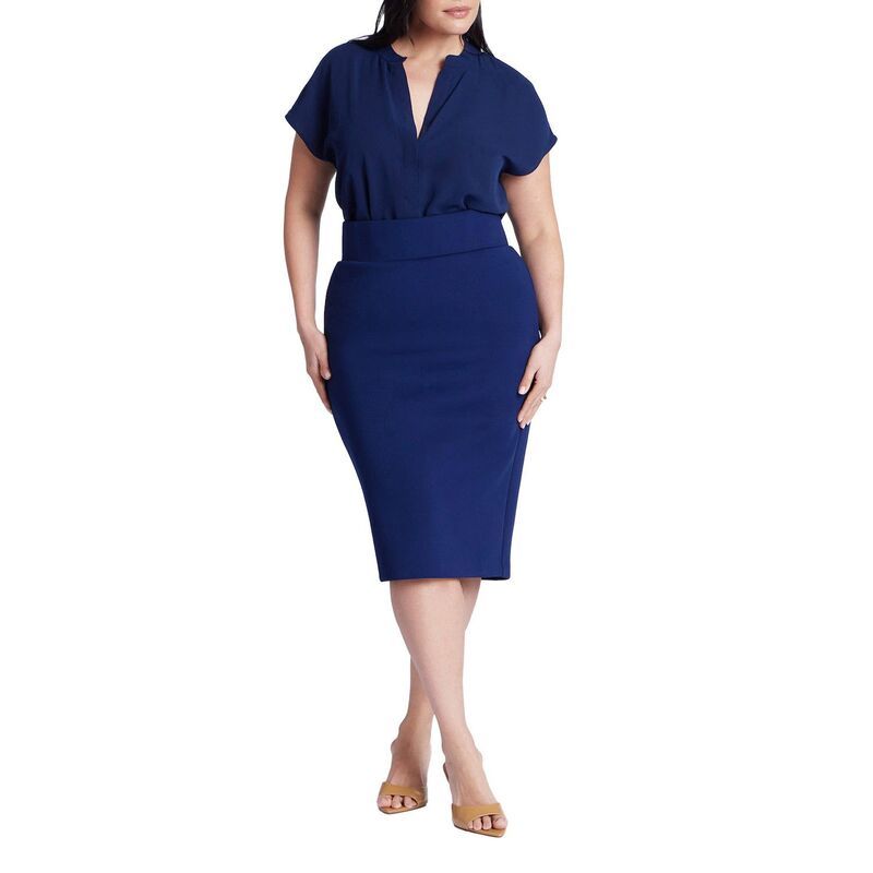 エロクイ レディース ボトムスカート プラスサイズ ELOQUII Womens Plusize Neoprene Pencil Skirt Ocean Cavern