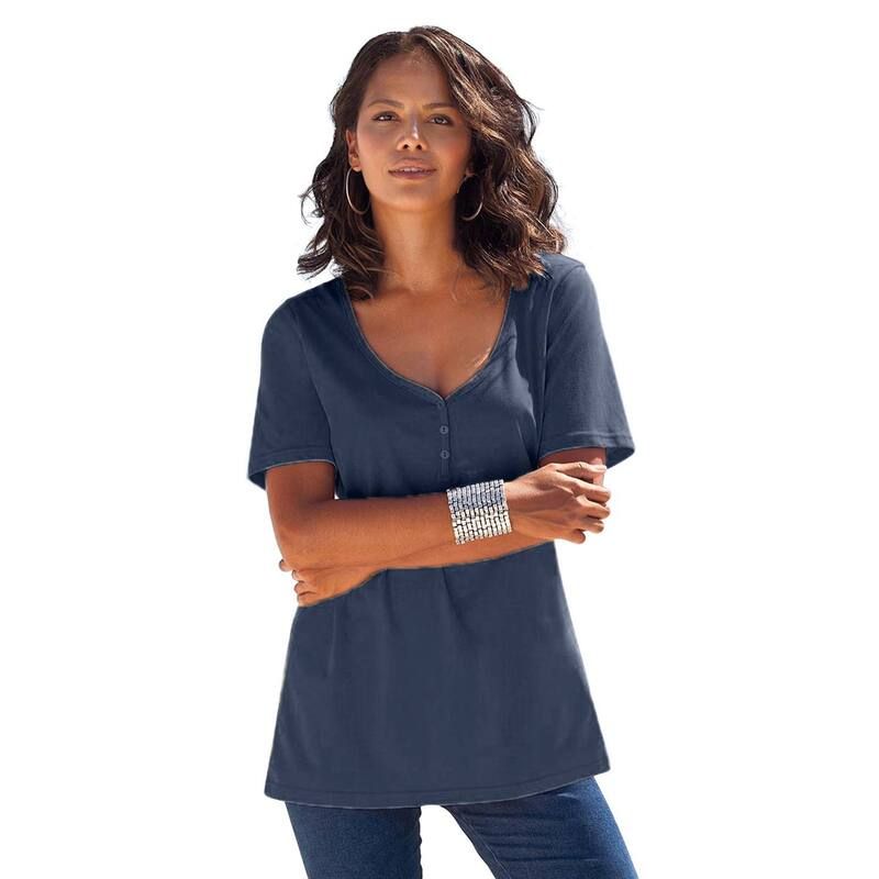 ロアマンズ レディース トップス Tシャツ プラスサイズ Roamans Womens Plusize Ultimate Short Sleeve Sweetheartee Navy ネイビー