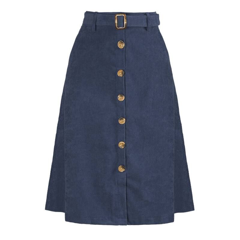 アレグラ ケー レディース ボトムスカート コーデュロイ A ライン ハイウエスト ミディ ALLEGRA K Womens High Waist Midi Skirts ALine Button Front Belted Corduroy Skirt Dar
