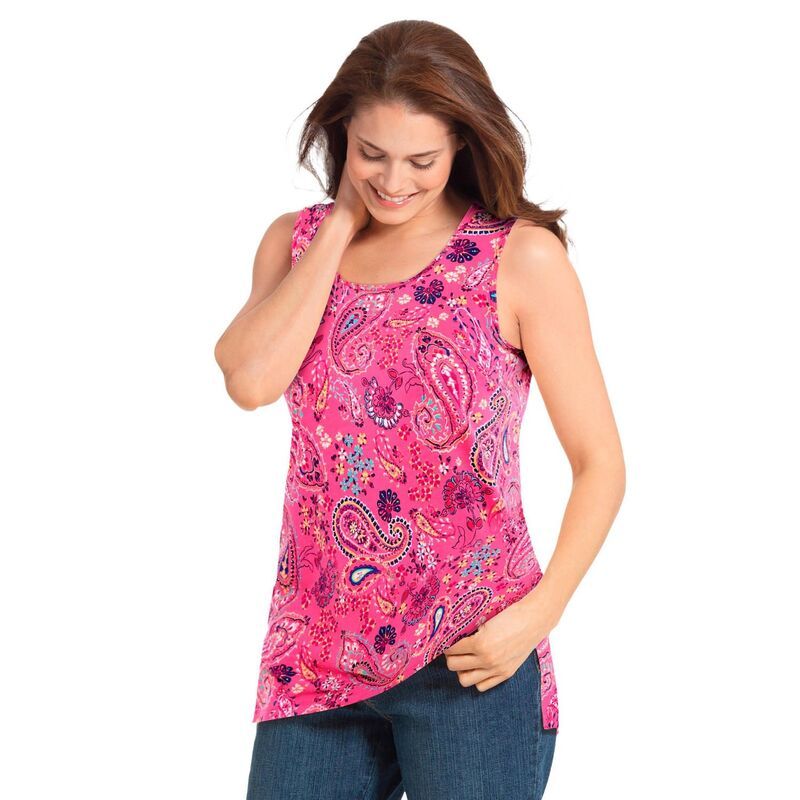 ウーマン ウィズイン レディース トップス Tシャツ プラスサイズ プリント Woman Within Plusize Perfect Printed Scoopneck Tank Peony Petal Paisley