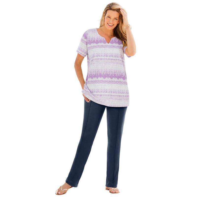 ウーマン ウィズイン レディース トップス Tシャツ プラスサイズ Woman Within Plusize 7Day NotchNeck Tunic Seafoam Surf Tide