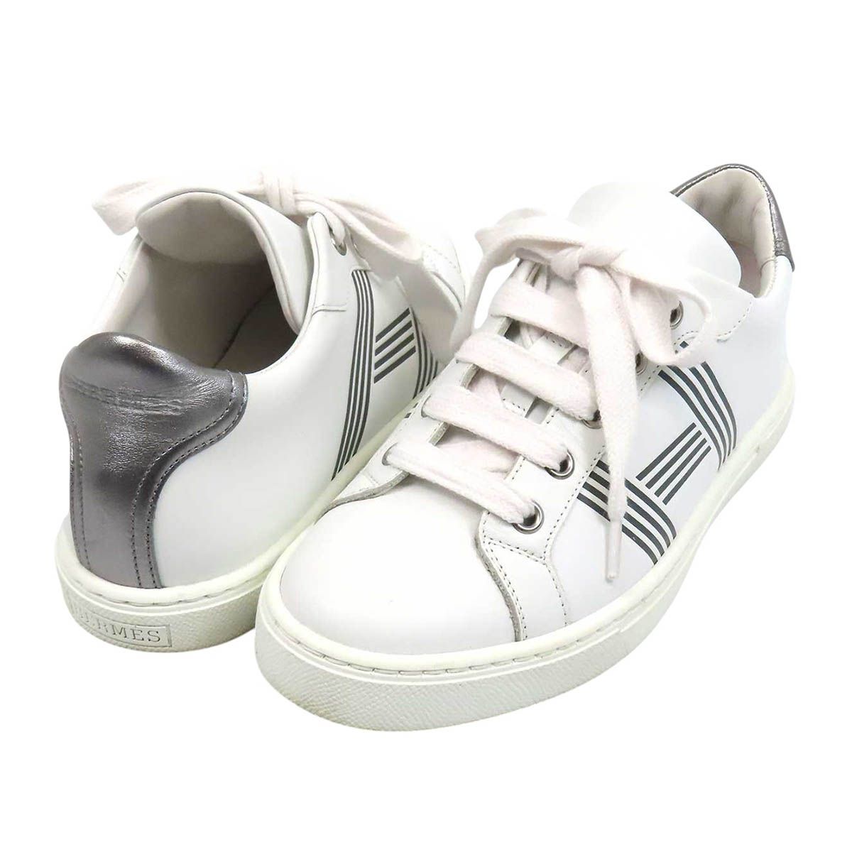 エルメス アヴァンタージュ スニーカー レディース ホワイト シルバー HERMES【中古】 【アパレル・小物】