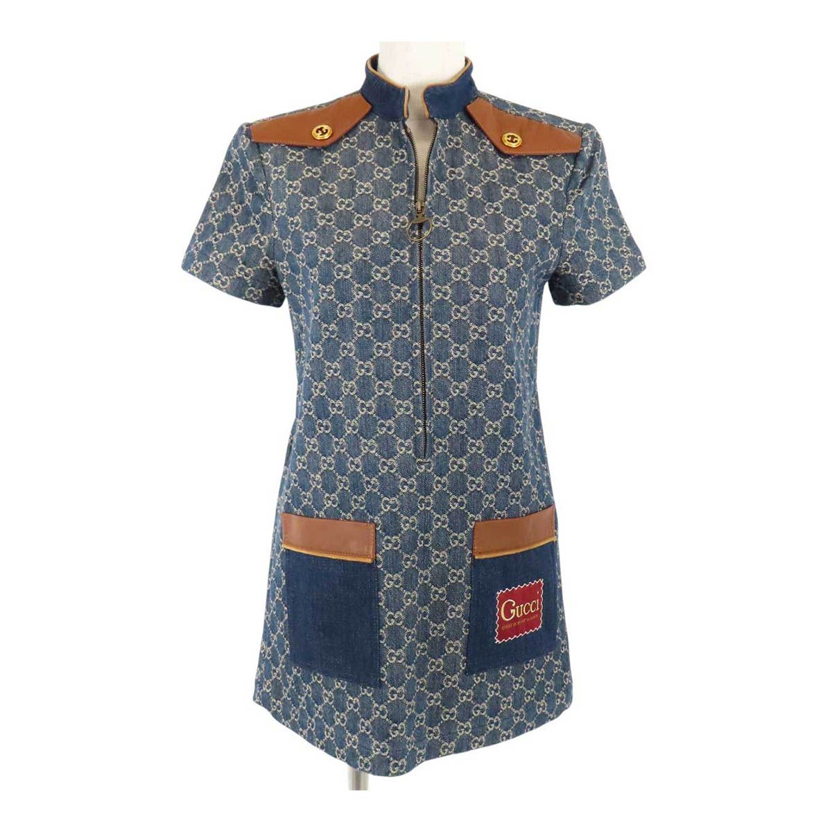 グッチ GG デニム ワンピース 651391 レディース ネイビー GUCCI【中古】 【アパレル・小物】
