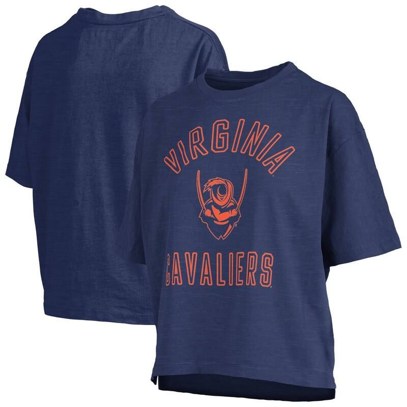 プレスボックス レディース トップス Tシャツ Womens Pressbox Navy Virginia Cavaliers Motley Crew Bishop Waist Length Oversized Slub TShirt Uva Navy ネイビ