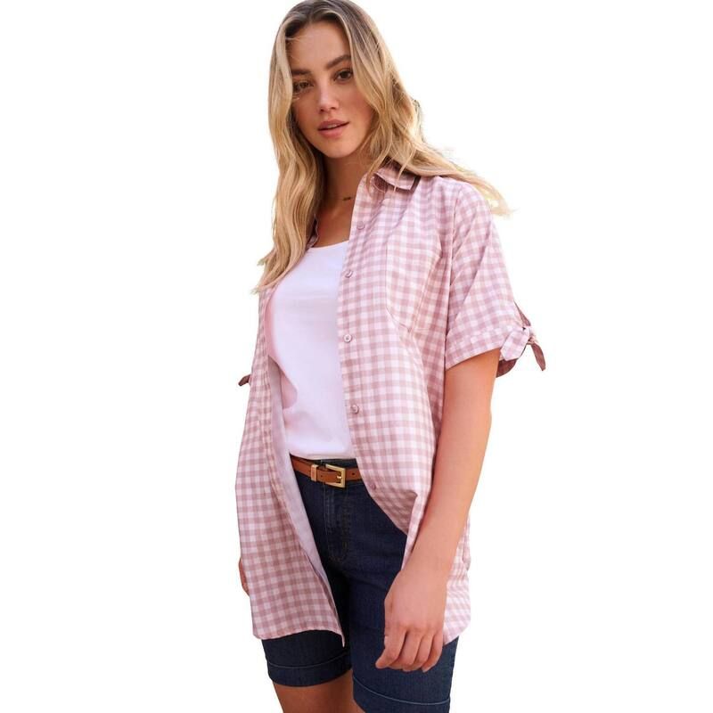 ロアマンズ レディース トップス シャツ プラスサイズ Roamans Womens Plusize Frencheck Shirt Lilac Ice Check ライラック