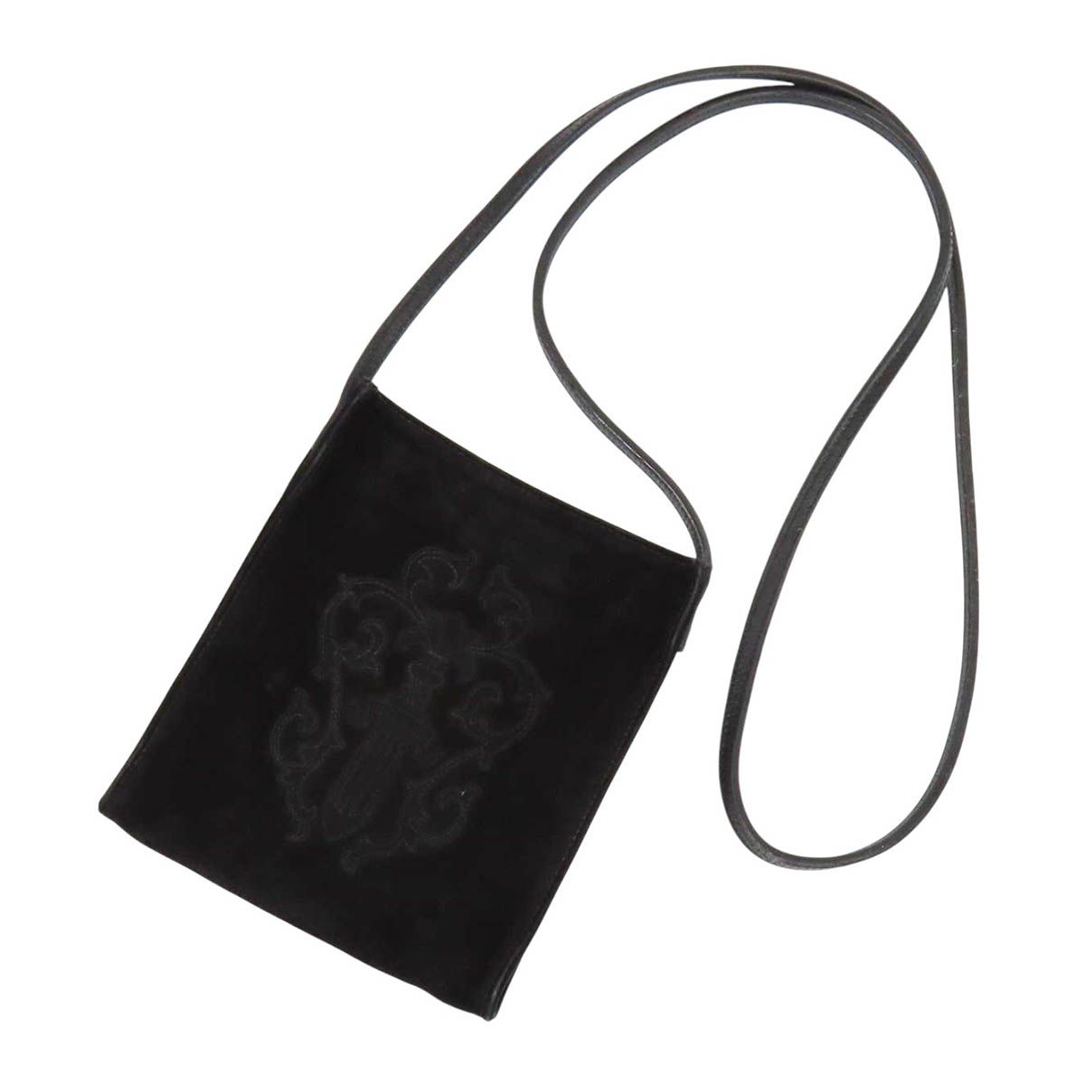クロムハーツ SQ PKT VINE DAGGER スエード レザー ショルダーバッグ レザー ユニセックス ブラック CHROME HEARTS【中古】 【アパレル・小物】 249,840円