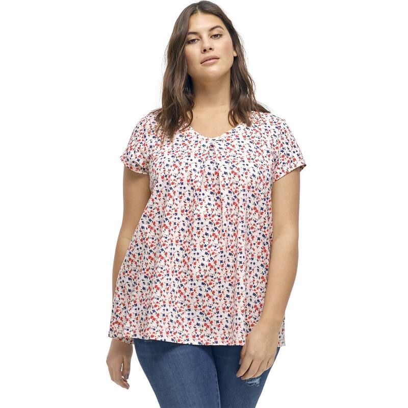 Ellos レディース トップス Tシャツ Vネック プラスサイズ ellos Plusize Twisted VNeck Tee Light Peach Floral ピーチ