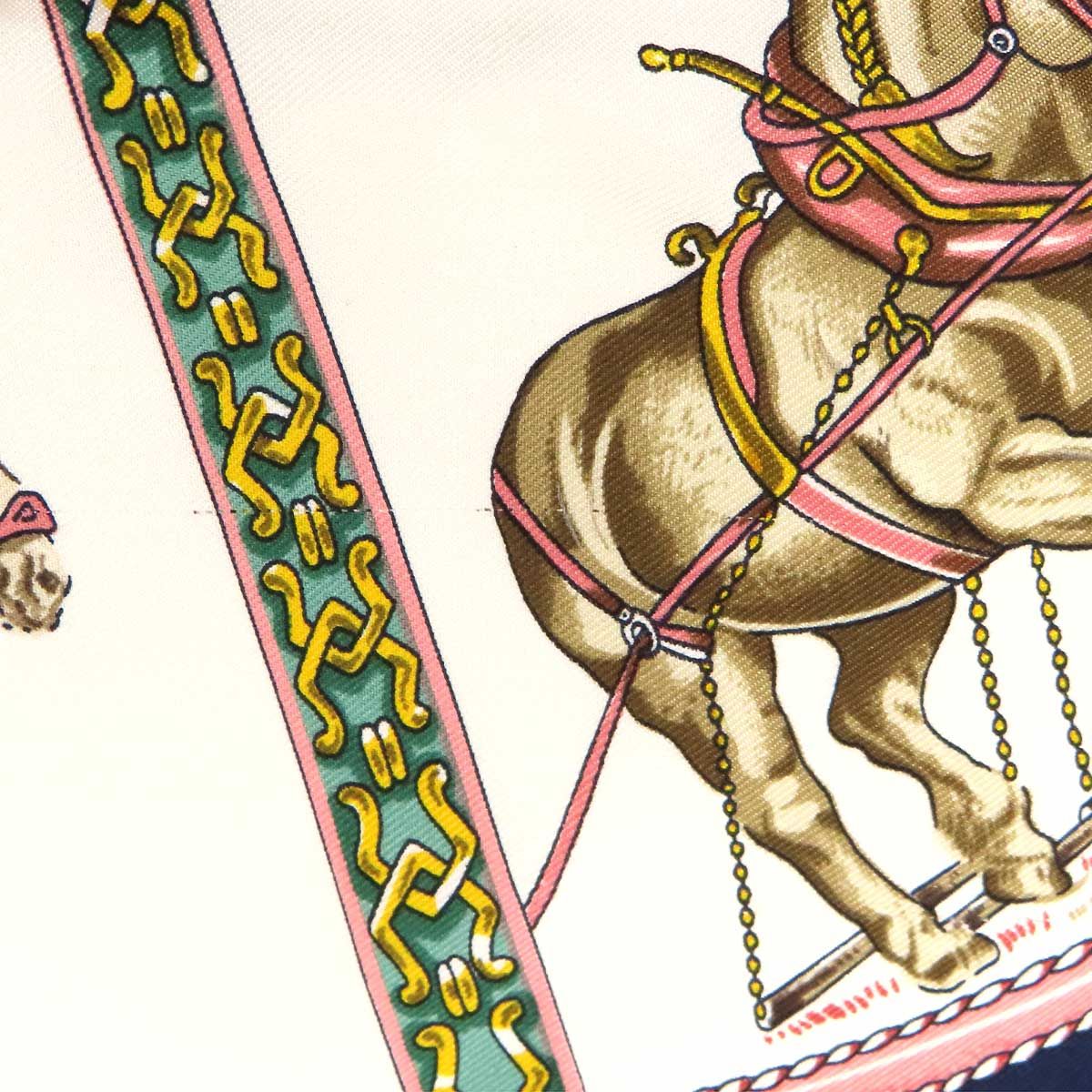 エルメス カレ 90 CHEVAUX DE TRAIT 輓馬 ユニセックス ネイビー