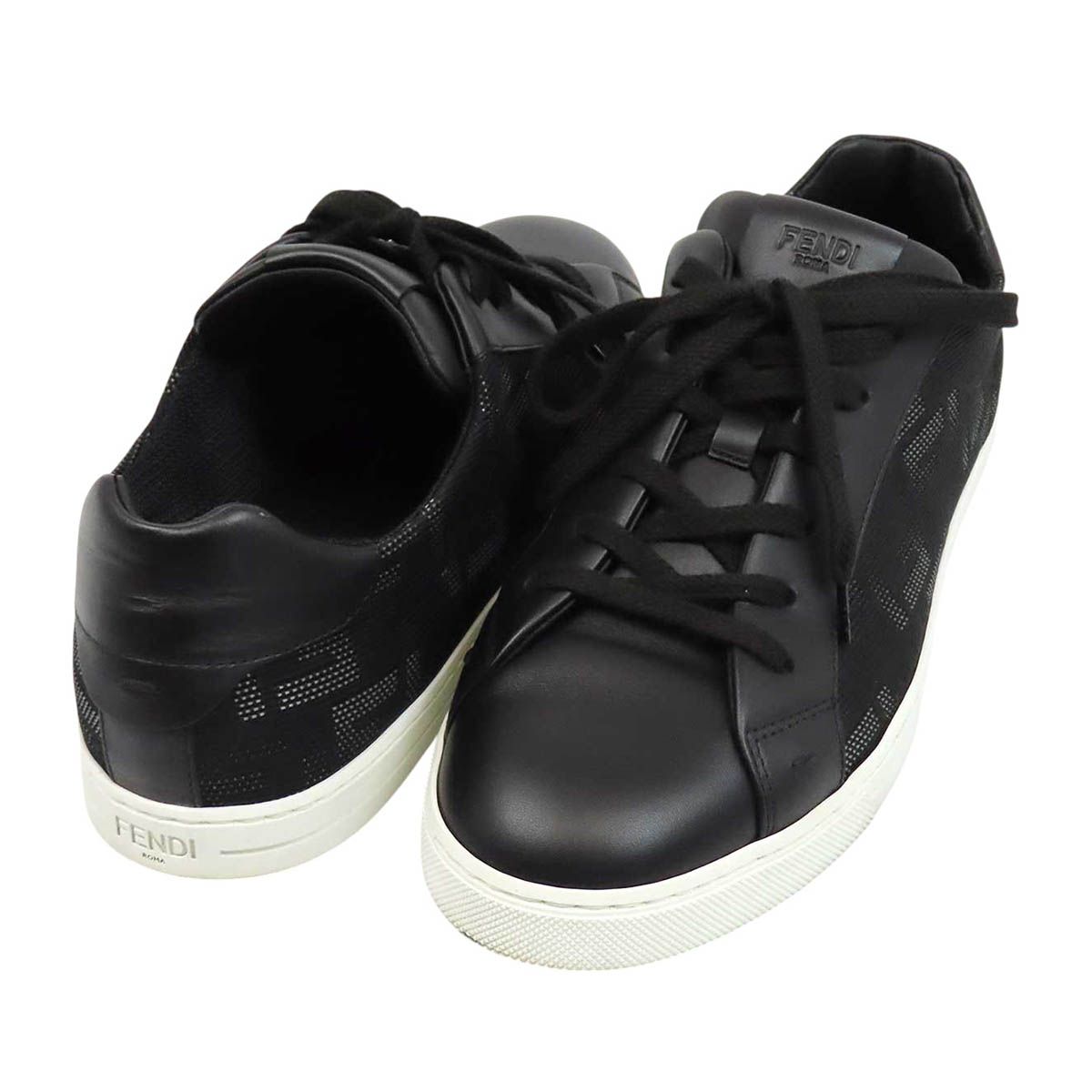 フェンディ FF ローカット スニーカー 7E1455 メンズ ブラック FENDI【中古】 【アパレル・小物】