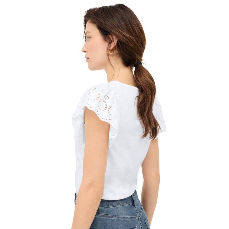 Ellos レディース トップス Tシャツ プラスサイズ キャップ ellos Plusizeyelet Cap Sleeve Tee White ホワイト