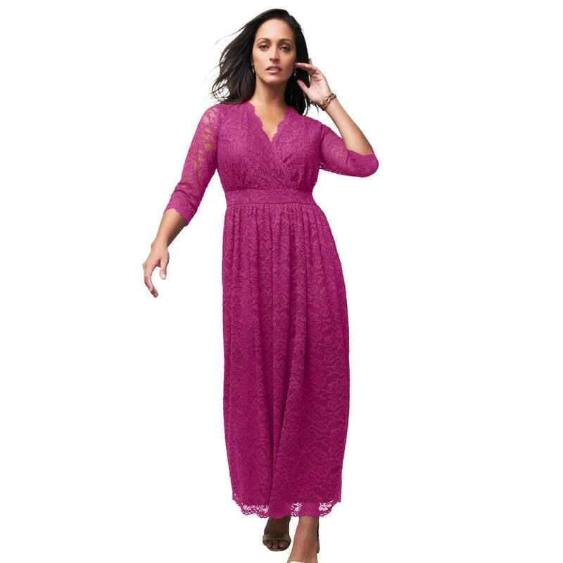 ジェシカロンドン レディース トップス ワンピース プラスサイズ レース マキシ Jessica London Womens Plusize Stretch Lace Maxi Dress Raspberry