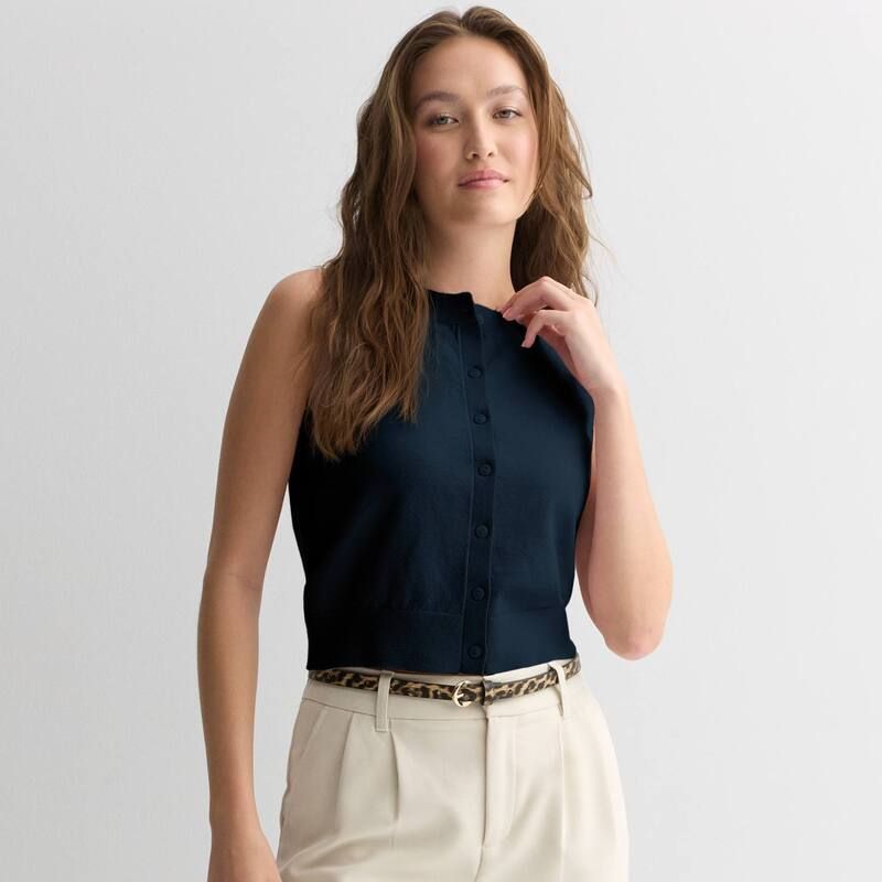 エスオー レディース アウター ニット・セーター ノースリーブ カーディガン Juniors SO Lightweight Sleeveless Cardigan Intense Blue ブルー